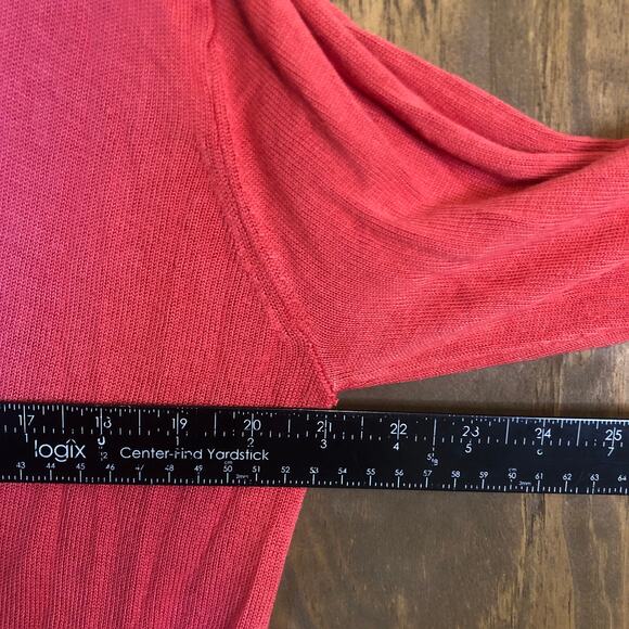 LOFT Outlet Womens Sweater Coral Pink Open Front Sheer Cardigan Medium - Picture 6 of 10